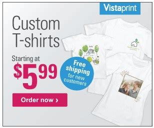 Vistaprint Promo: $5.99 Custom T-Shirt + FREE Shipping!