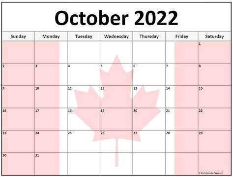 Collection of October 2022 photo calendars with image filters.