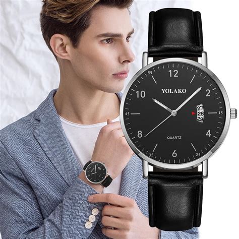 Buy YOLAKO Fashion Business Simple Dial Belt Calendar Men S Quartz