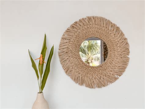 Natural Seagrass Mirror Handmade Woven Grass Mirror Large Etsy