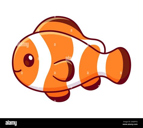 Cute cartoon Clownfish drawing. Clown fish in simple kawaii style ...