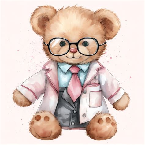 Beau B B Mad Scientist Teddy Ours En Peluche Aquarelle Clipart