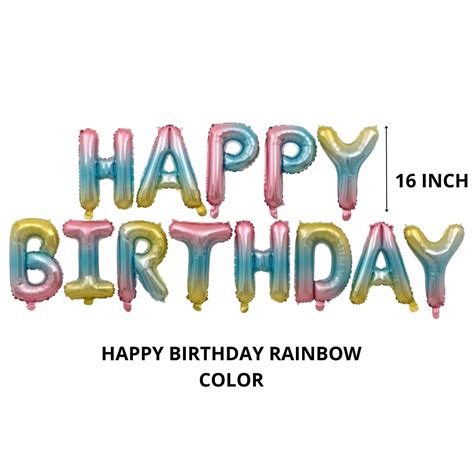 Happy Birthday Rainbow Theme Balloons Set Of 63 Pcs Partydecor Mall