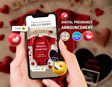 Love Pregnancy Announcement Template Little Secret Digital Pregnancy Announcement Social