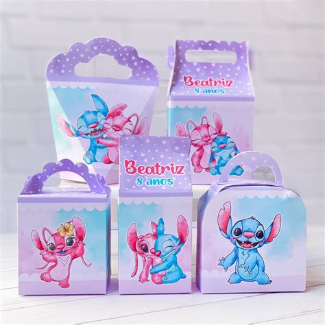 Kit Personalizados Stitch E Angel Aquarela Mimos De Anivers Rio