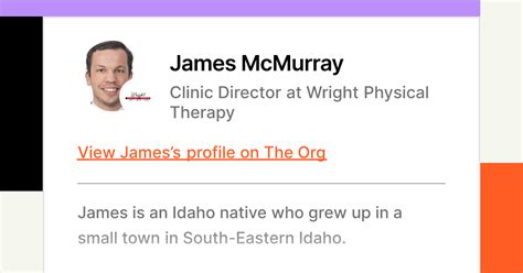 James Mcmurray Clinic Director At Wright Physical Therapy The Org