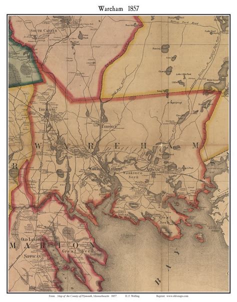 Wareham Massachusetts Old Town Map Custom Print Plymouth Co