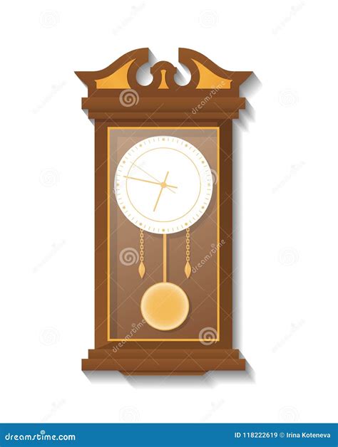 Antique Wooden Pendulum Clock Icon Stock Illustration Illustration Of