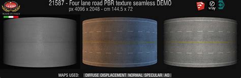 Four lane road PBR texture seamless 21587