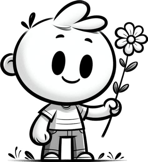 Premium Photo A Cartoon Of A Man With A Flower In His Mouth