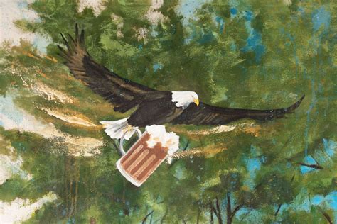 Paul Bunyan Babe The Blue Ox Giclee Wall Art Print With Eagle Friends Fetching Root Beer