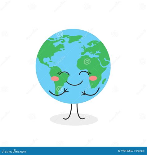 Joyful Cartoon Earth Planet Character Vector Illustration Stock Vector