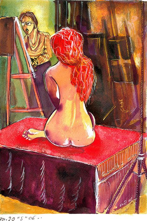Nude Red Hair Gabrielle Rear View Painting By ITI Ion Vincent Danu Fine Art America