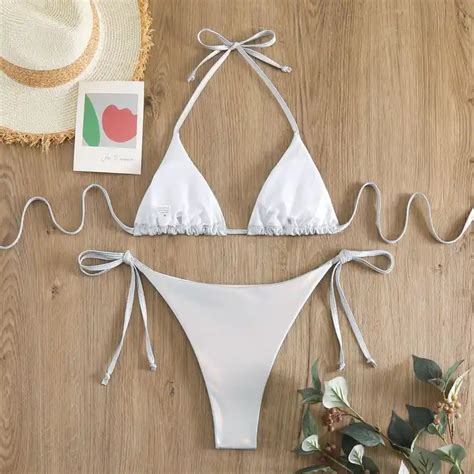 New Women S Thong Bikini Swimsuit European And American Sexy Backless Slimming D Split