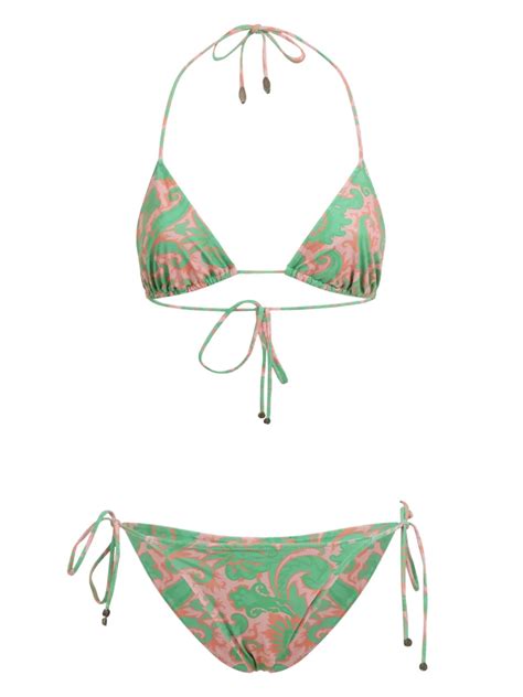 Etro Paisley Print Bikini Green Farfetch