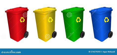 Colorful Trash Bins With Recycling Symbols Stock Image CartoonDealer