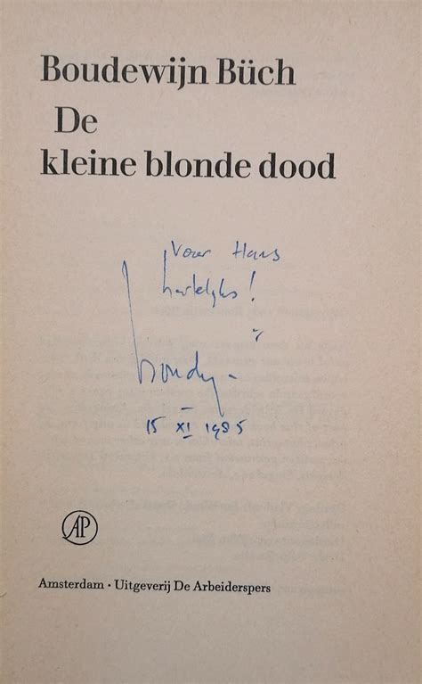 Boudewijn Büch De kleine blonde dood Gesigneerd Optima Antiquariaat