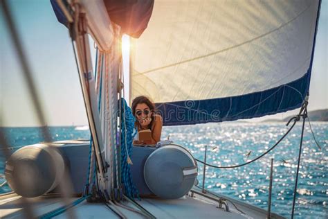 Sailboat In The Sea Luxury Yachting In A Calm Water Stock Image