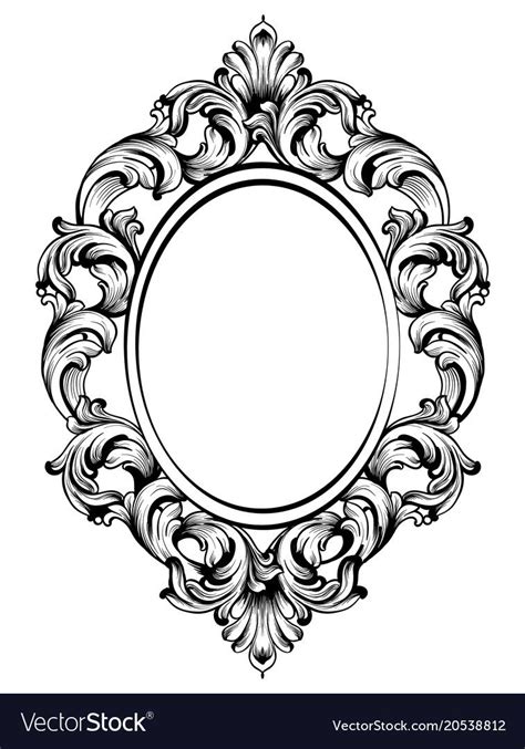 Baroque frame decor detailed rich ornament vector image on VectorStock ...