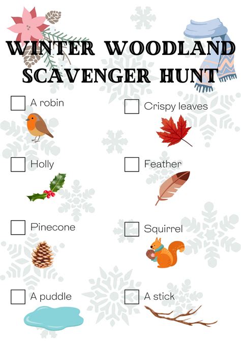 Winter Woodland Scavenger Hunt Montessori Woodland Treasure Autumn