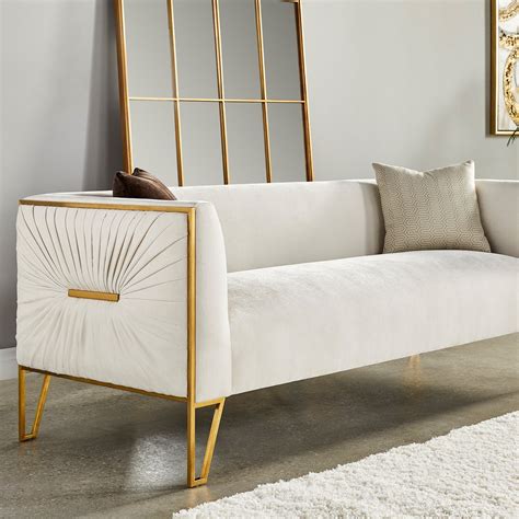 Daria Matte Gold Loveseat Lavish And Comfortable Design