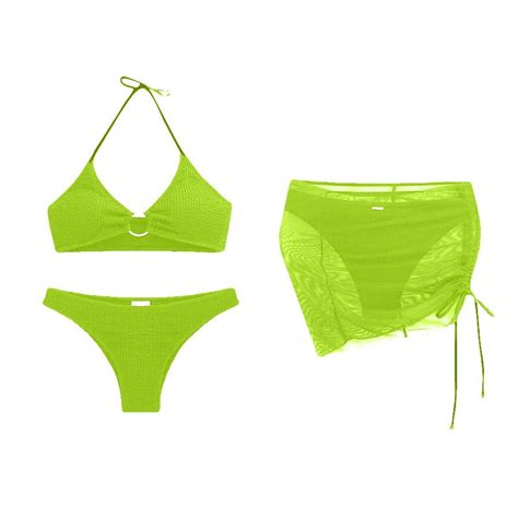 Qcmgmg Low Rise Bikini Set Solid Thong Backless Women Bathing Suit With