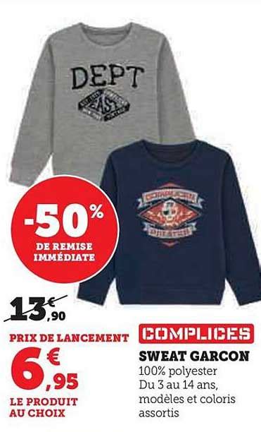 Promo Sweat Gar On Complices Chez Hyper U Icatalogue Fr