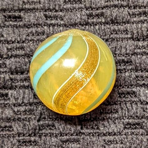 Rare 34 Vaseline Translucent Banded Lutz Gem Quality Old Rare Marbles
