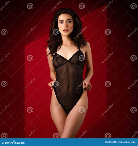 Beautiful Naked Woman Posing On Red Background Stock Photo Image Of Adult Attractive 83040404