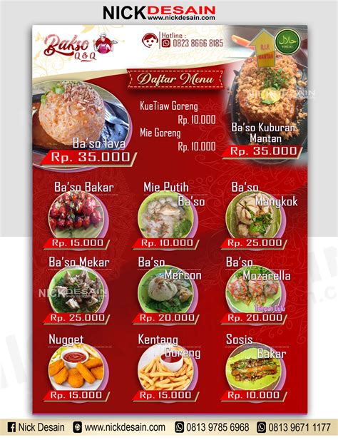 contoh daftar menu bakso  koleksi gambar