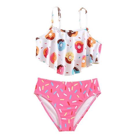 Gyratedream Girls Bathing Suit Ruffles Flounce Swimsuit Mermaid Two Piece Bikini Set Years