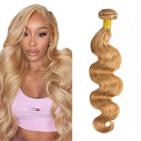 Amazon 27 Bundles Human Hair Honey Blonde Body Wave Bundles Grade 8A Brazilian Virgin Remy