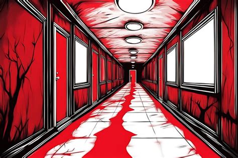 Premium Photo Photo Red Light Corridor Scary Concept Horror Scenery