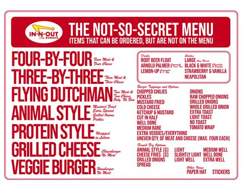 Secret In And Out Menu / In N Out Burger S Secret Menu The Mystery ...