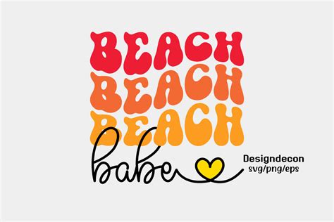 Beach Babe Retro Groovy Hearty Svg Graphic By Designdecon Creative Fabrica