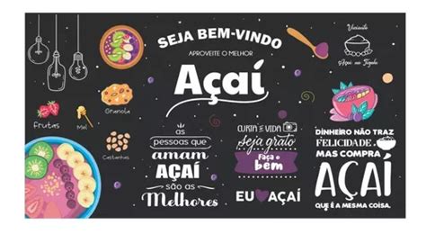 Adesivo Papel Parede Frase Bem Vindo Açaí Tigela Sorvete A68 Mebuscar