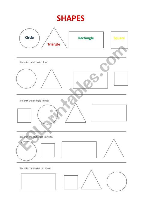 Shapes Esl Worksheet By Medusegirl