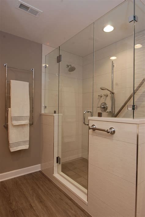 Walk In Shower Towel Warmer Grab Bars In Shower White Porcelain Tile