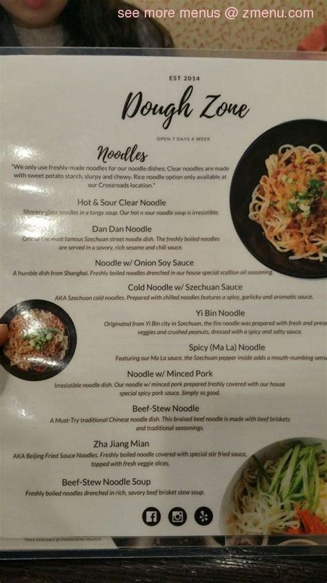 Menu at Dough Zone restaurant, Issaquah