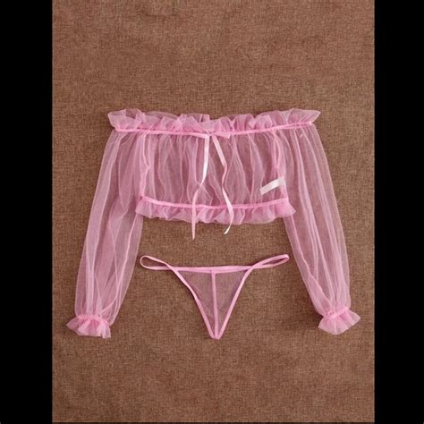Intimates Sleepwear Sexy Pink Sheer Lingerie Set Small Poshmark