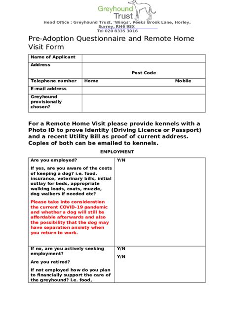 Pre Adoption Screening Questionnaire Doc Template Pdffiller