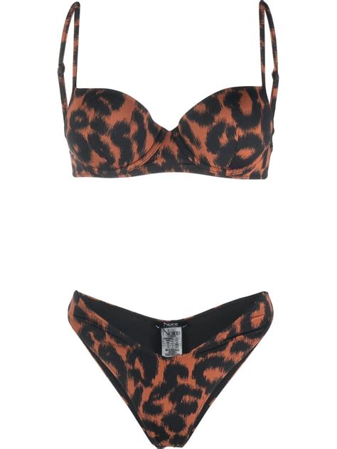 Noire Swimwear Leopard Print Bikini Black Farfetch