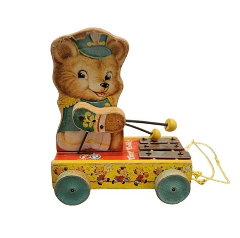 Vintage 1962 Fisher Price Tiny Teddy Bear Xylophone Pull Toy Etsy
