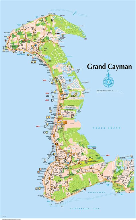 7 Mile Beach Full Size Map Grand Cayman Island Map