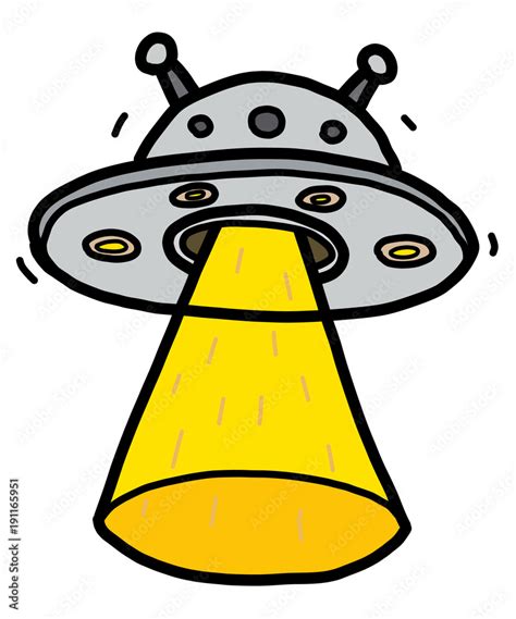 alien spaceship / cartoon vector and illustration, hand drawn style ...