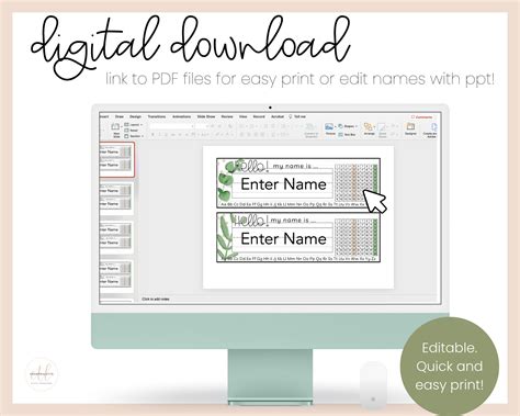 Desk Name Plates Editable & Printable Templates Simple Boho Plant PDF ...