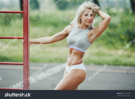 Fitness Sexy Blonde Woman Relax After Stock Photo 475033339 Shutterstock