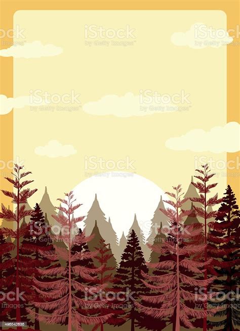 Border Design With Pine Forest Stock Illustration - Download Image Now ...