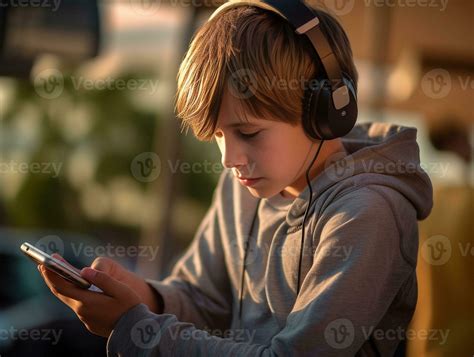 Boy Using Cell Phone Generative Ai 31171779 Stock Photo At Vecteezy