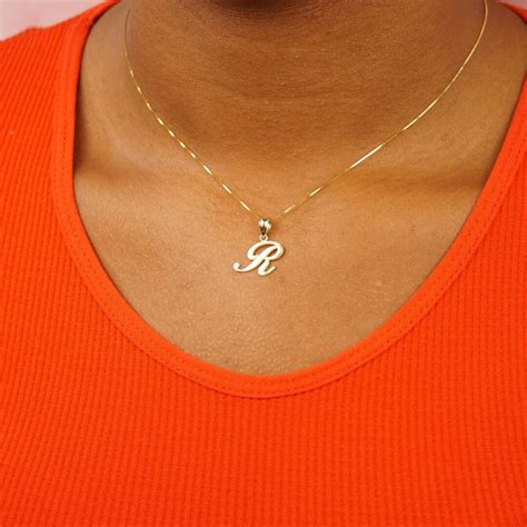 14k Solid Gold Cursive Initial Necklace Cursive Initial Pendant